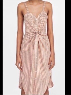 Zara Gingham Twist Front Sundress - Rust Check